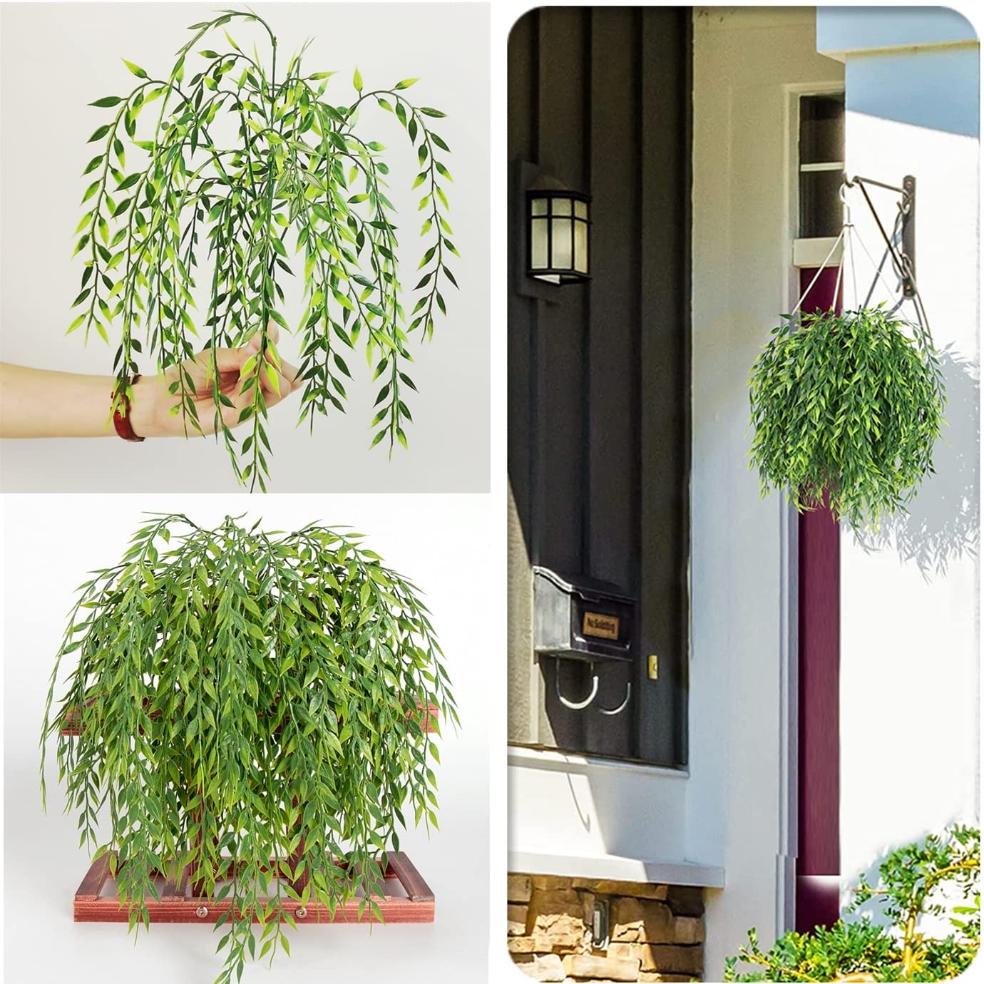 Artificial Weeping Willow Plants, Fake Hanging Vine Decor Plastic Greenery Le…