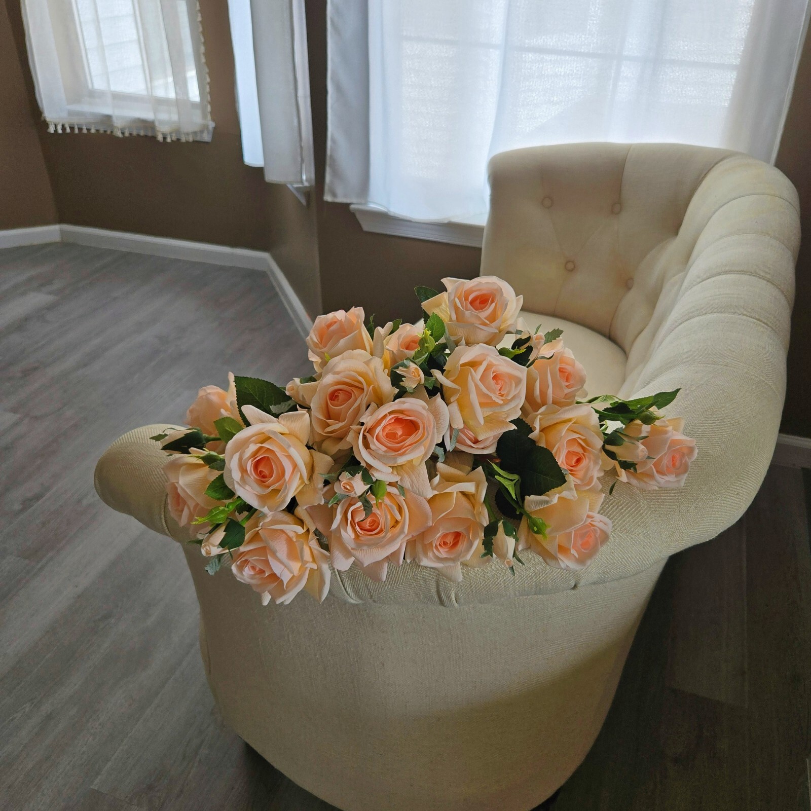 10pcs Artificial 3-Head Roses –Each Stem Features 2 Full Blooms and 1 Bud