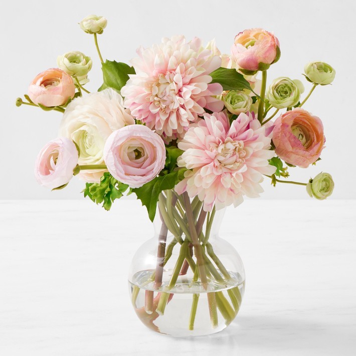 Faux Ranunculus & Dahlia Floral Arrangement-Williams Sonoma|42778
