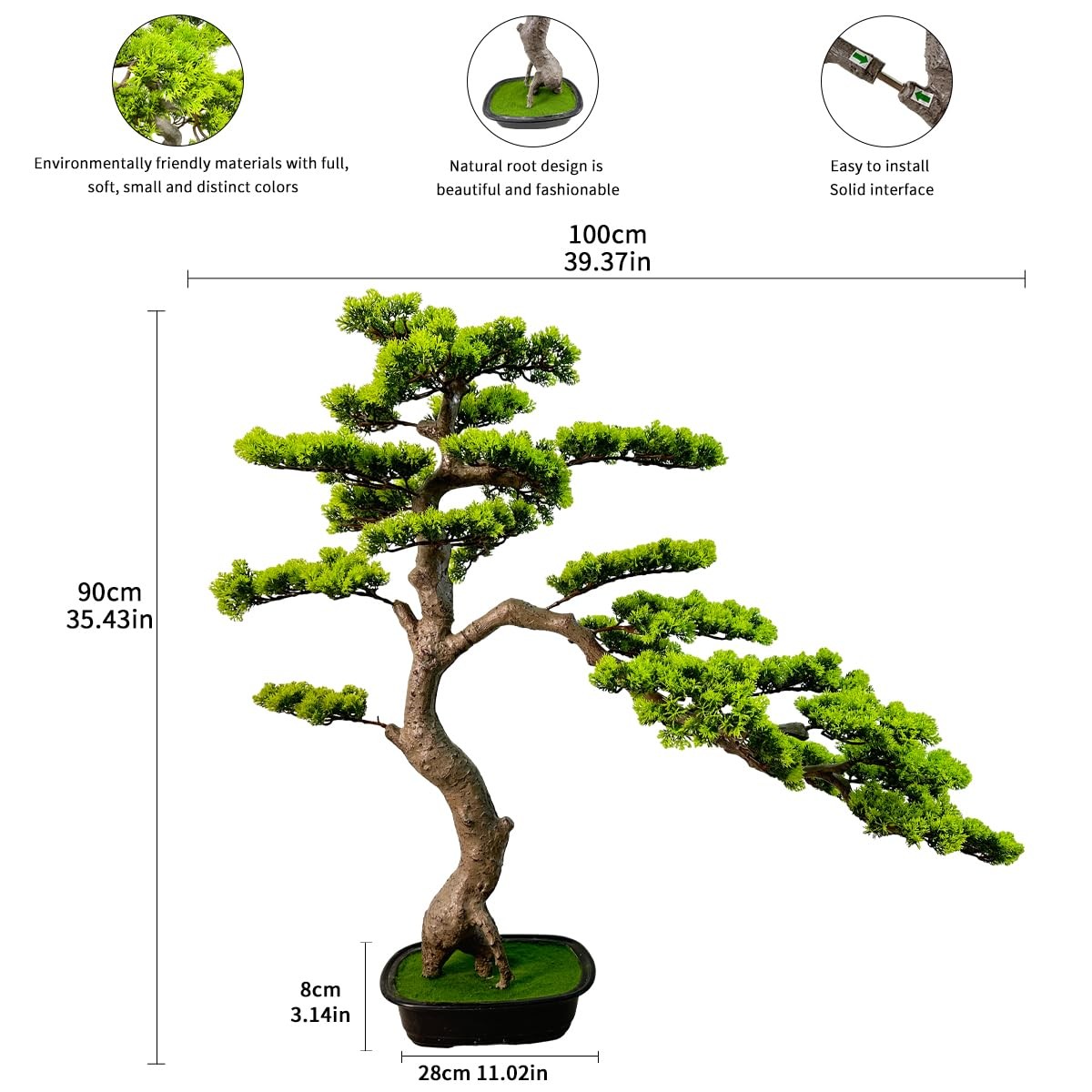 3ft（36in） Artificial Bonsai Tree Juniper Faux Plants Indoor Big Fake Plants D…