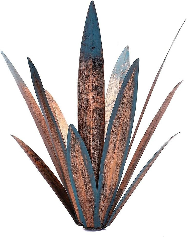 Hand-Painted 2pcs Metal Agave Plant Sculptures – DIY Rustic Home Yard Decor