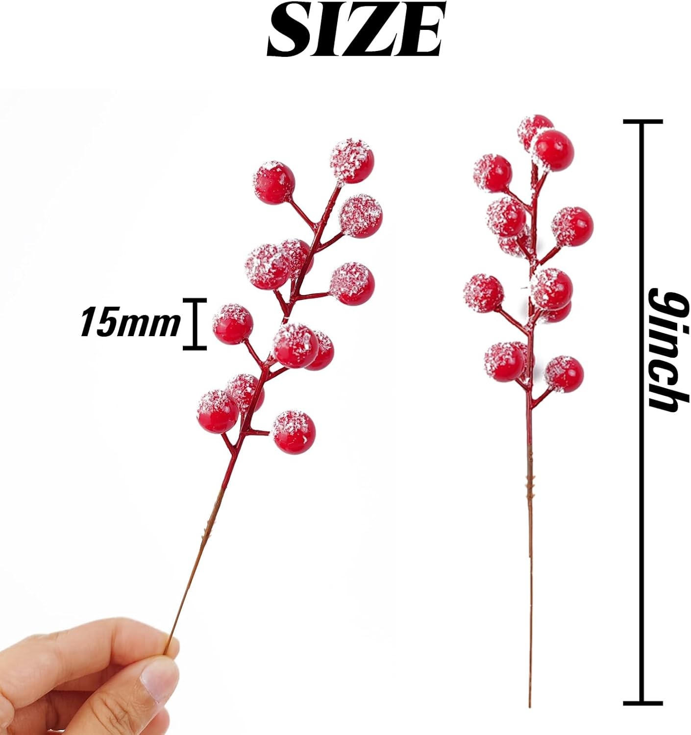 Artificial Holly Berry Stems for Holiday Decor