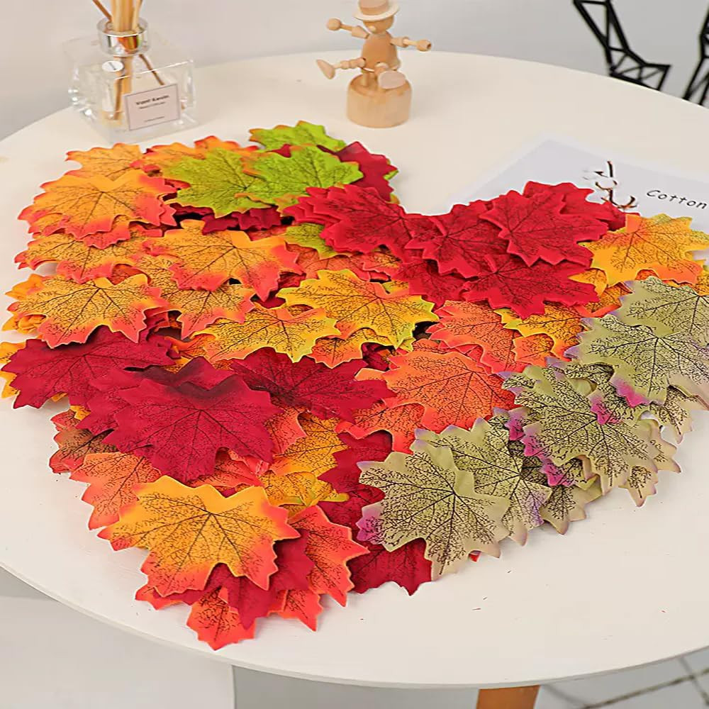 Echodone 600 Pieces Artificial Maple Leaves Decorations Autumn Fall Leaves