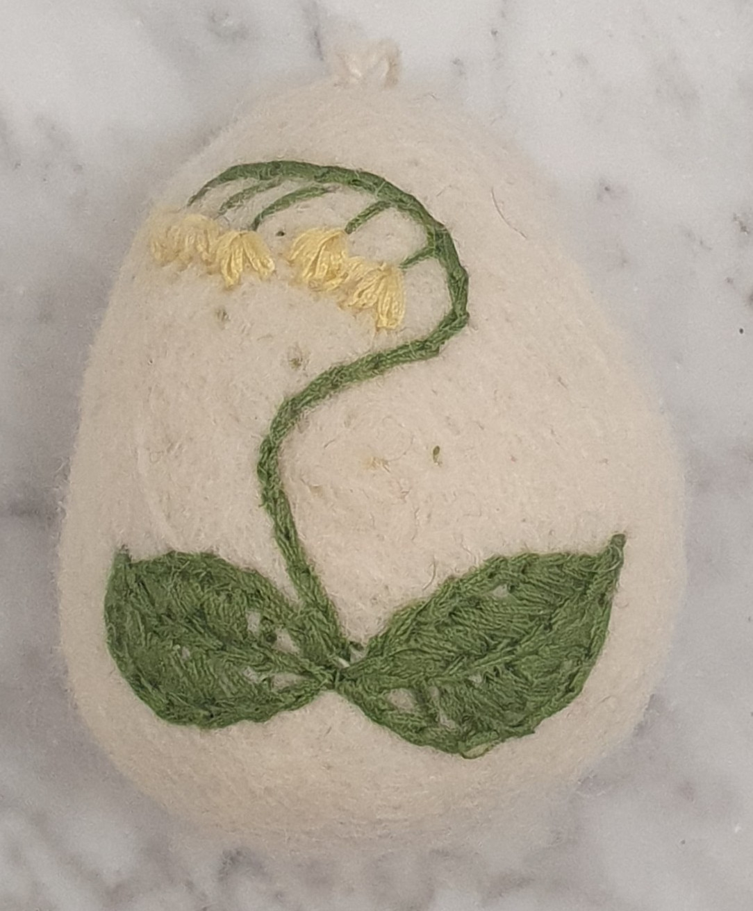 6 Cottage Core Farmhouse Chic Boiled Wool Eggs Embroidered Flowers Basket Decor