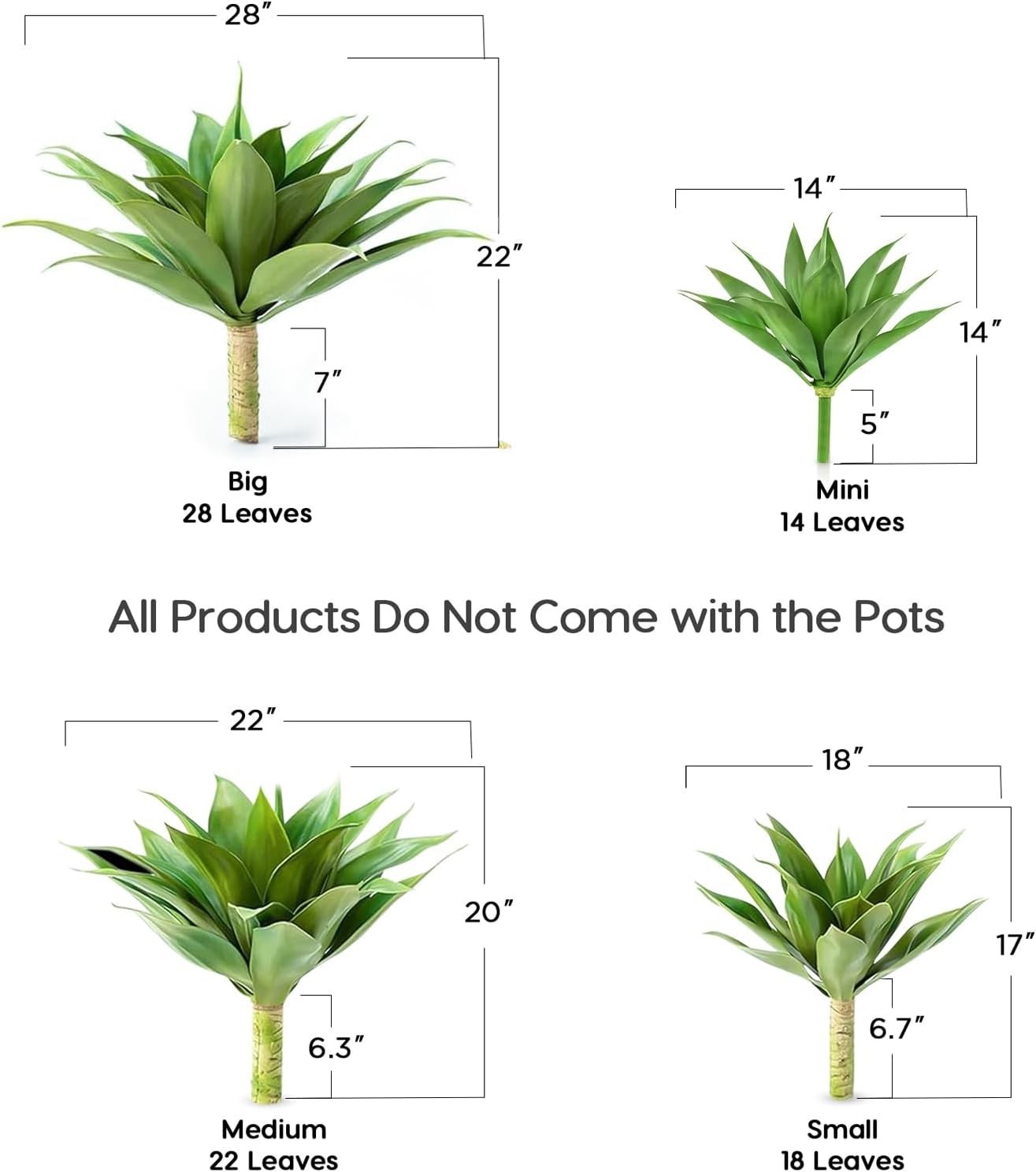 Elegant 28-Inch UV Resistant Fake Agave Plant for Stunning Indoor/Outdoor Decor
