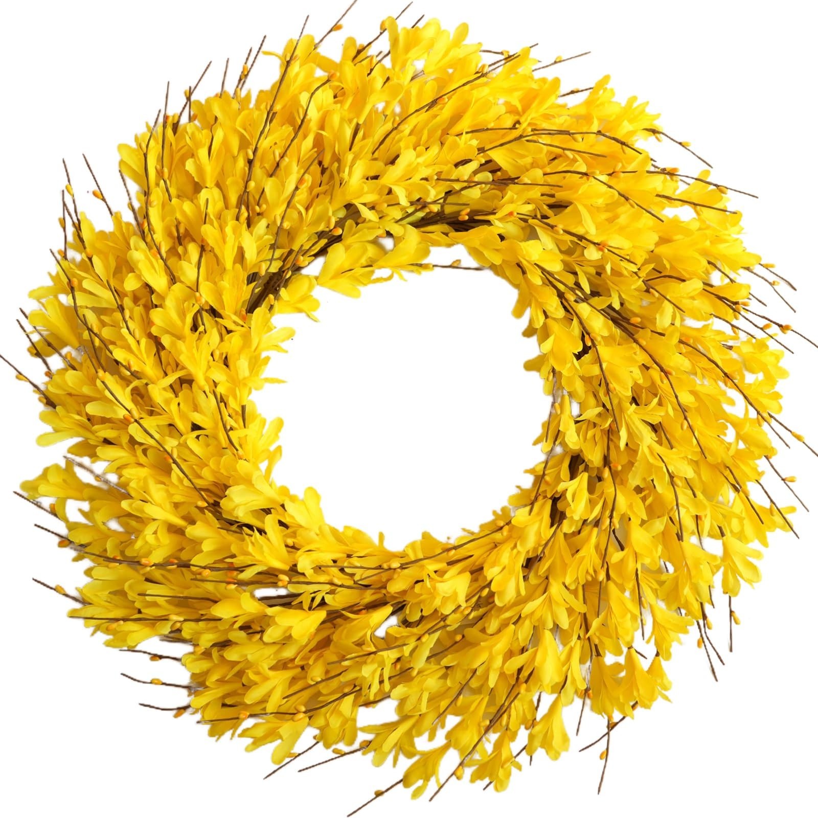 22″ Artificial Forsythia Flower Wreath – Spring Summer Fall Decor for Door, Porc