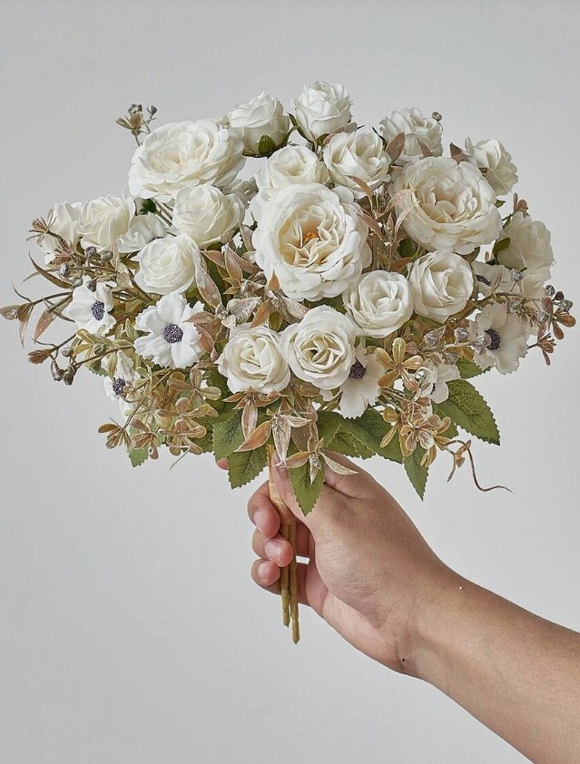 3 pcs Artificial Flowers Fake Peony Flowers Bouquet Silk Peony Rose Daisy