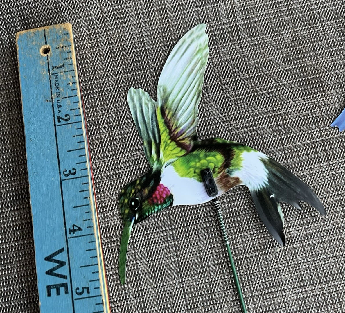 Bird Picks Lot of 3 Decorative Plastic w/Wire Stems Macaw Hummingbird Woodpecker