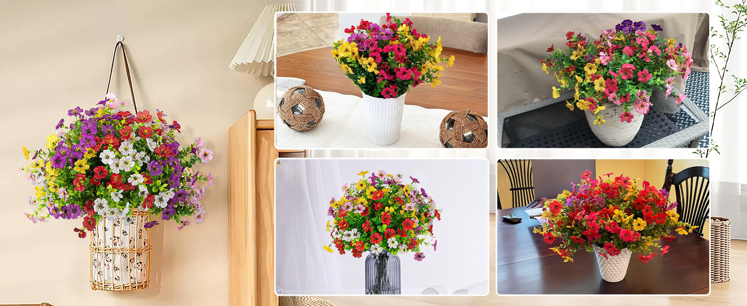 Realistic Artificial Outdoor Flowers UV-Resistant Plastic Fade Resistant Flowers