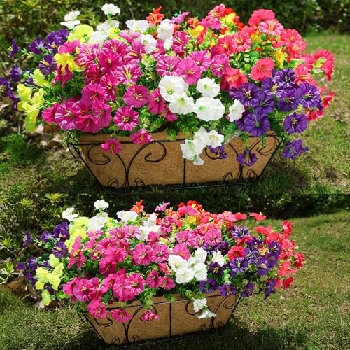 HyeFlora 12 Bundles Colorful Artificial Morning Glory Plants