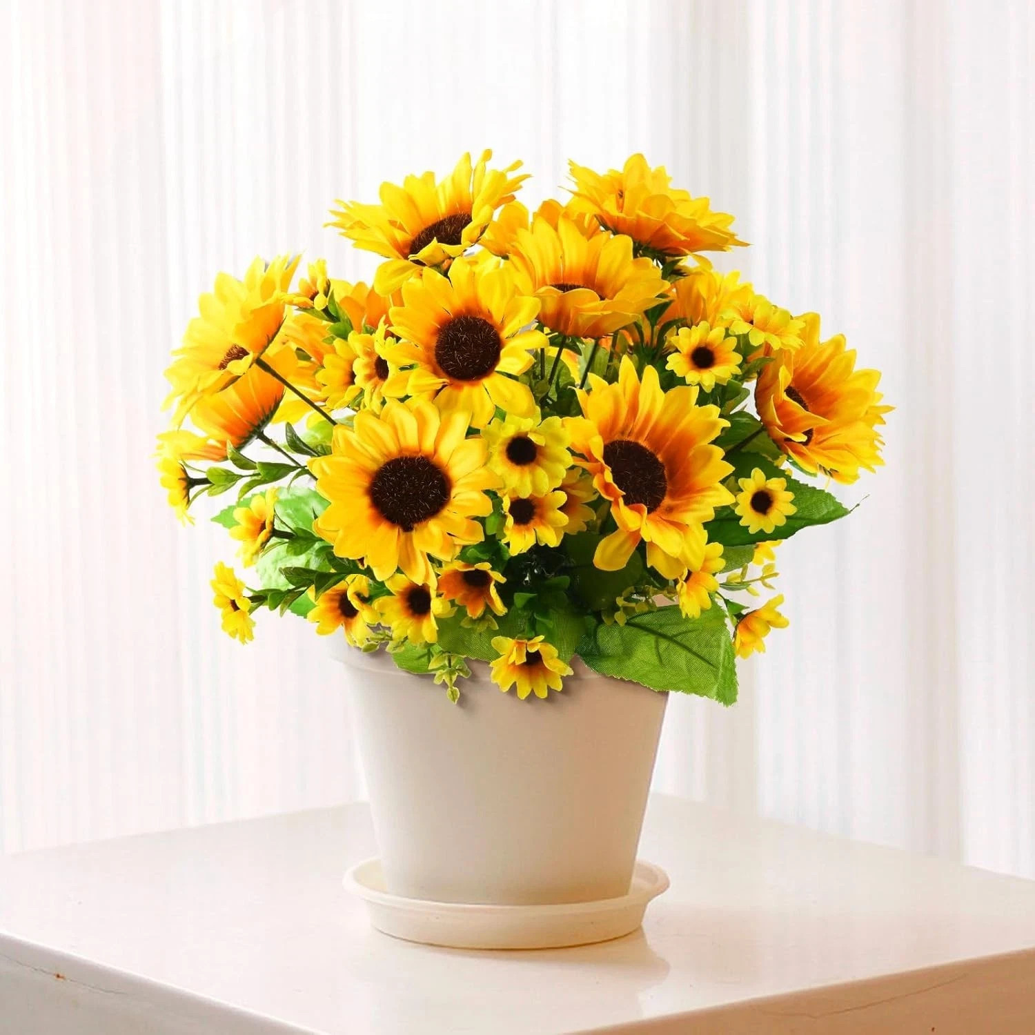 Artificial Sunflowers Fake Hanging Flowers Plants Baskets For Outdoor Fall Decor
