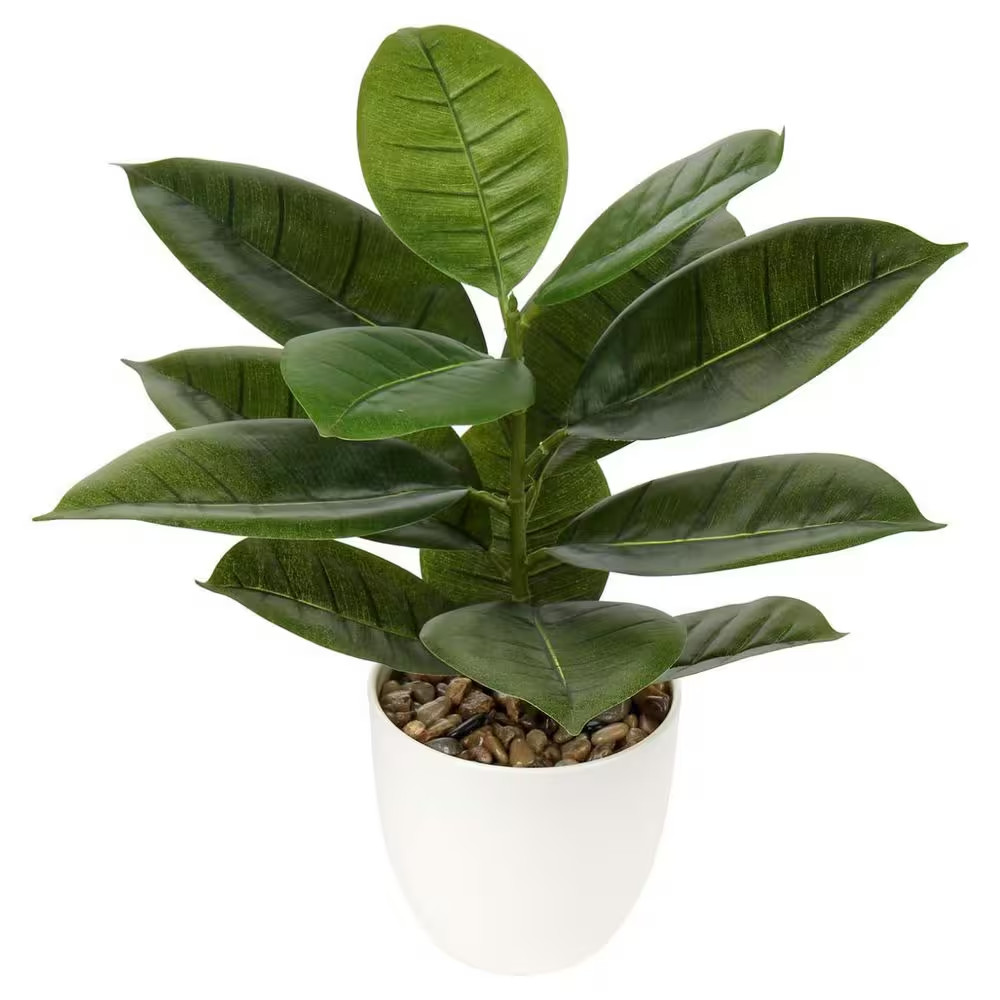 18 In. Fake Potted Plant with White Pot Ornaments