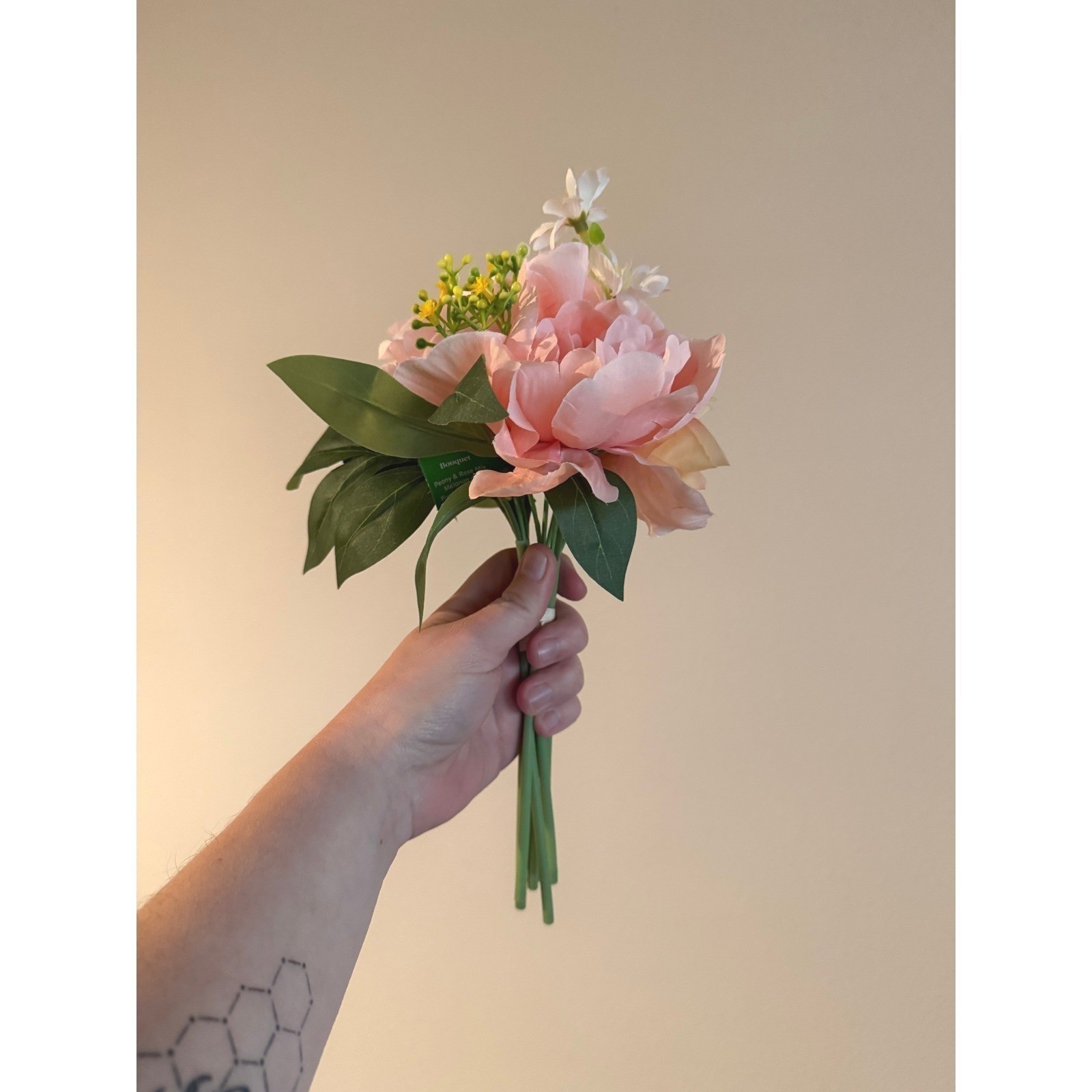 Lot 3 Faux Peony Rose Flowers Pink Peach Bridal Bouquet Wedding Decor Silk Party