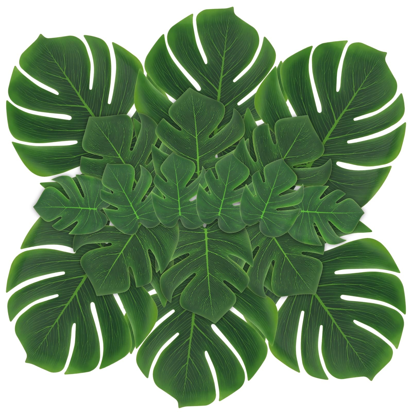 Artificial Palm Monstera Green Leaves for Party Table Decor, Realistic Tropic…