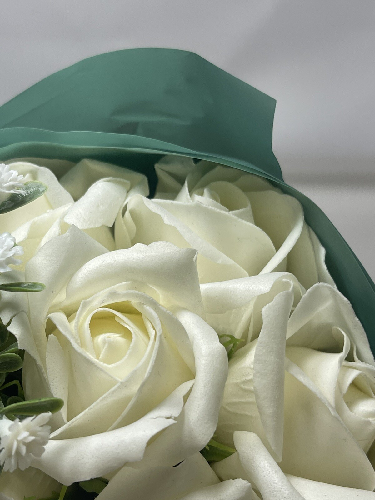 Artificial Whit Roses Flowers Bouquet of 11 White Roses Faux Roses Deco Nice