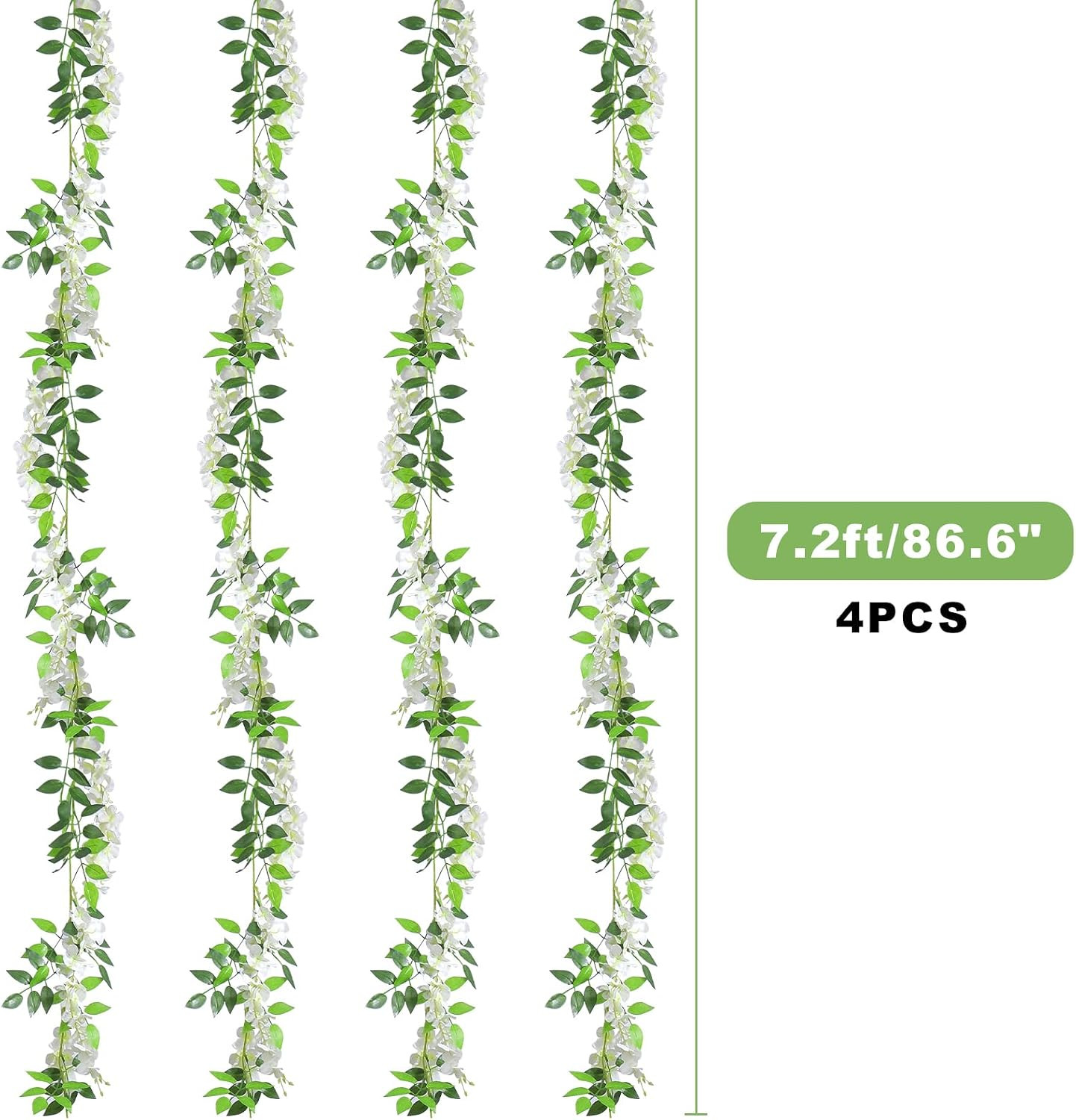 Wisteria Artificial Flower Garland,4Pcs Wisteria Hanging Flowers for Wedding Dec