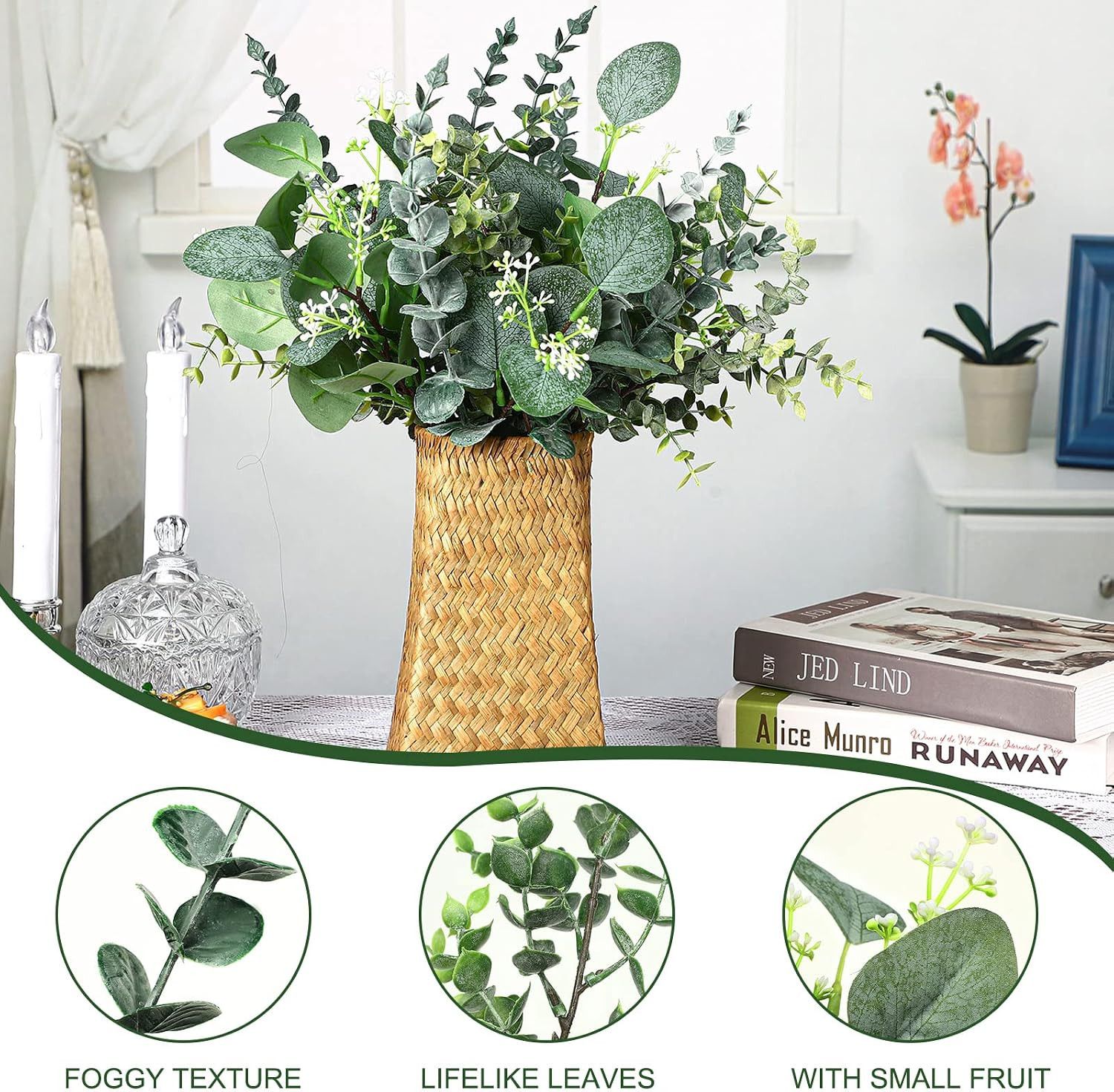 32 Pcs Artificial Eucalyptus Stems Leaves Faux Greenery Branches Mixed Fake Silv