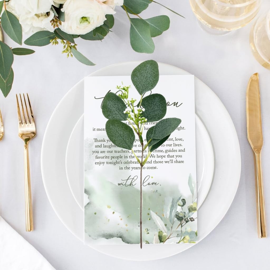 100 Pcs 3 Kinds Mixed Artificial Silver Dollar Eucalyptus Leaves Picks, Faux …