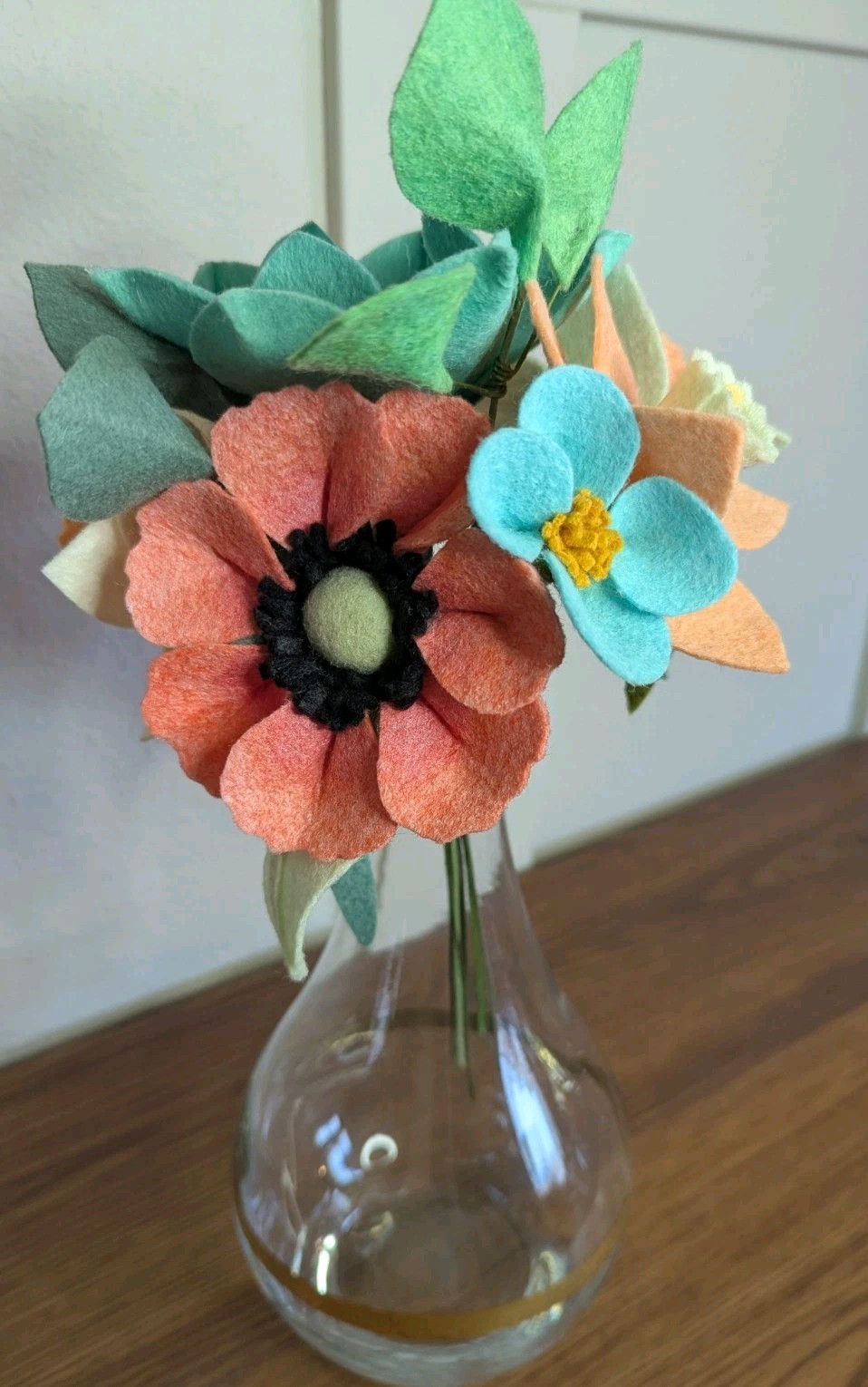 Beautiful Hand Cut Wool Blend Felt Flower Bouquet Gift Wrapped/Great Gift Idea!