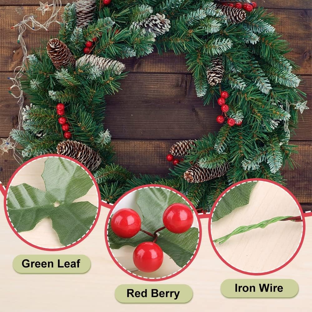 10 Pcs Artificial Leaf + Holly Berries for Wedding Party Home Decoration DIY