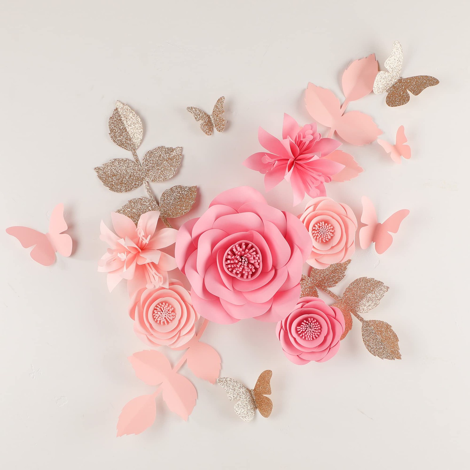 Paper Flowers Wall Decor Set 16 Blush Pink Giant Backdrop Nursery Wedding
