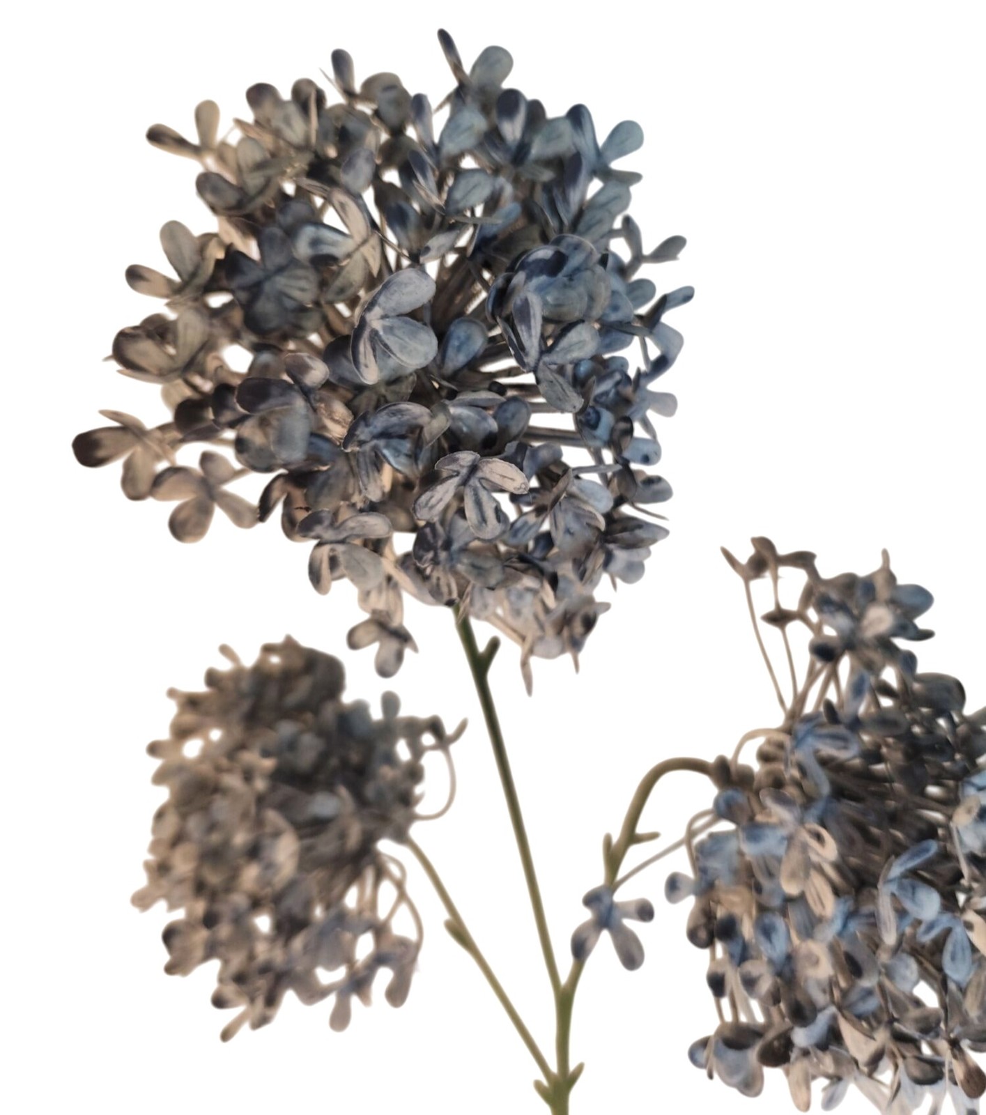 Artificial Blue Allium Flower Stems Set of 2 Dusty French Blue Faux Floral Spray