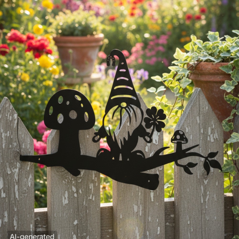 Whimsical Metal Branch Gnome Wall Art – Garden Party Home Decoration
