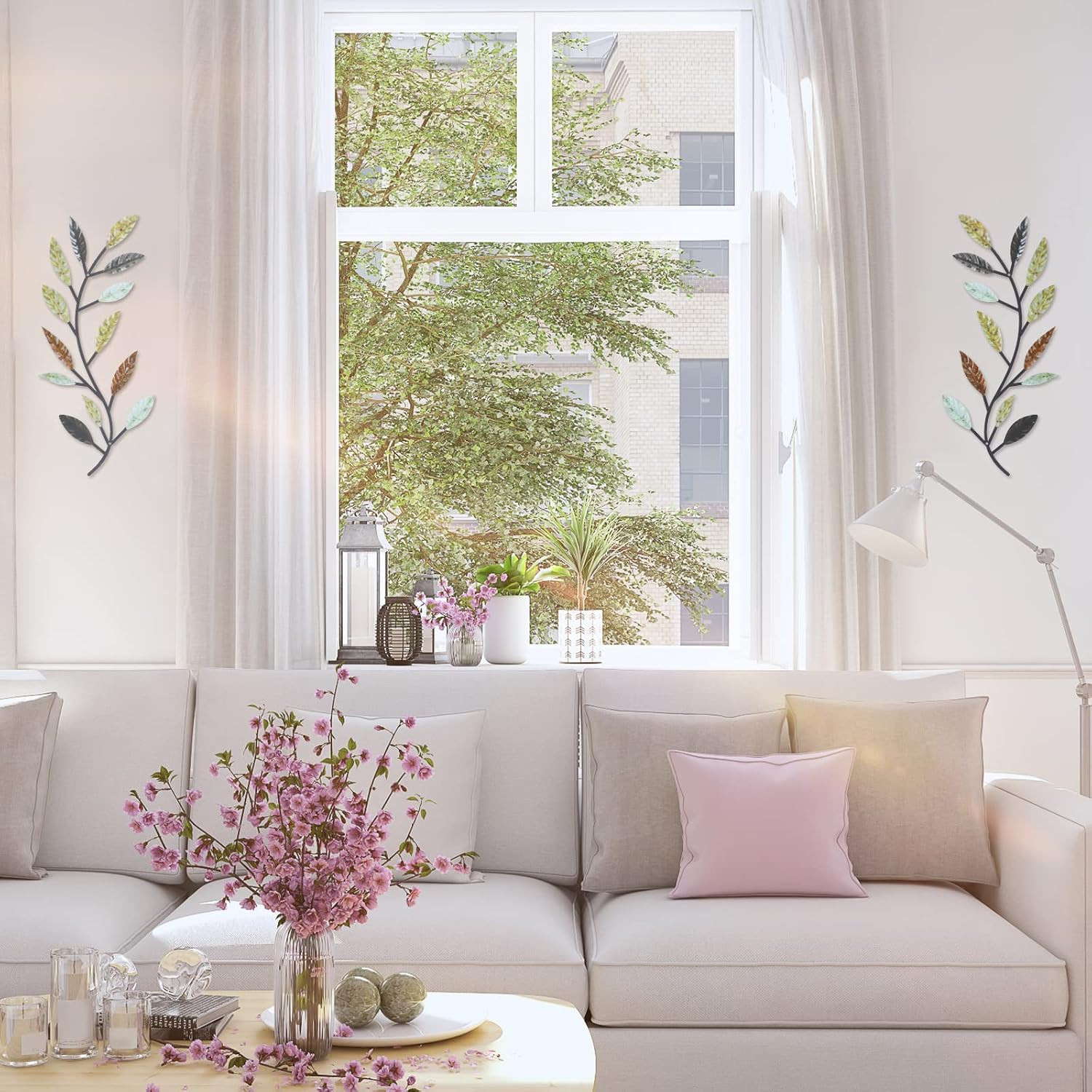2 Pieces Metal Tree Leaf Wall Decor Vine Olive Branch Leaf Wall Art