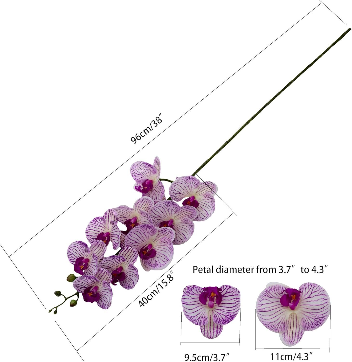 Fnize Faux Orchid Stems Artificial Flowers Phalaenopsis 38 Inch 2Pcs Real Touch
