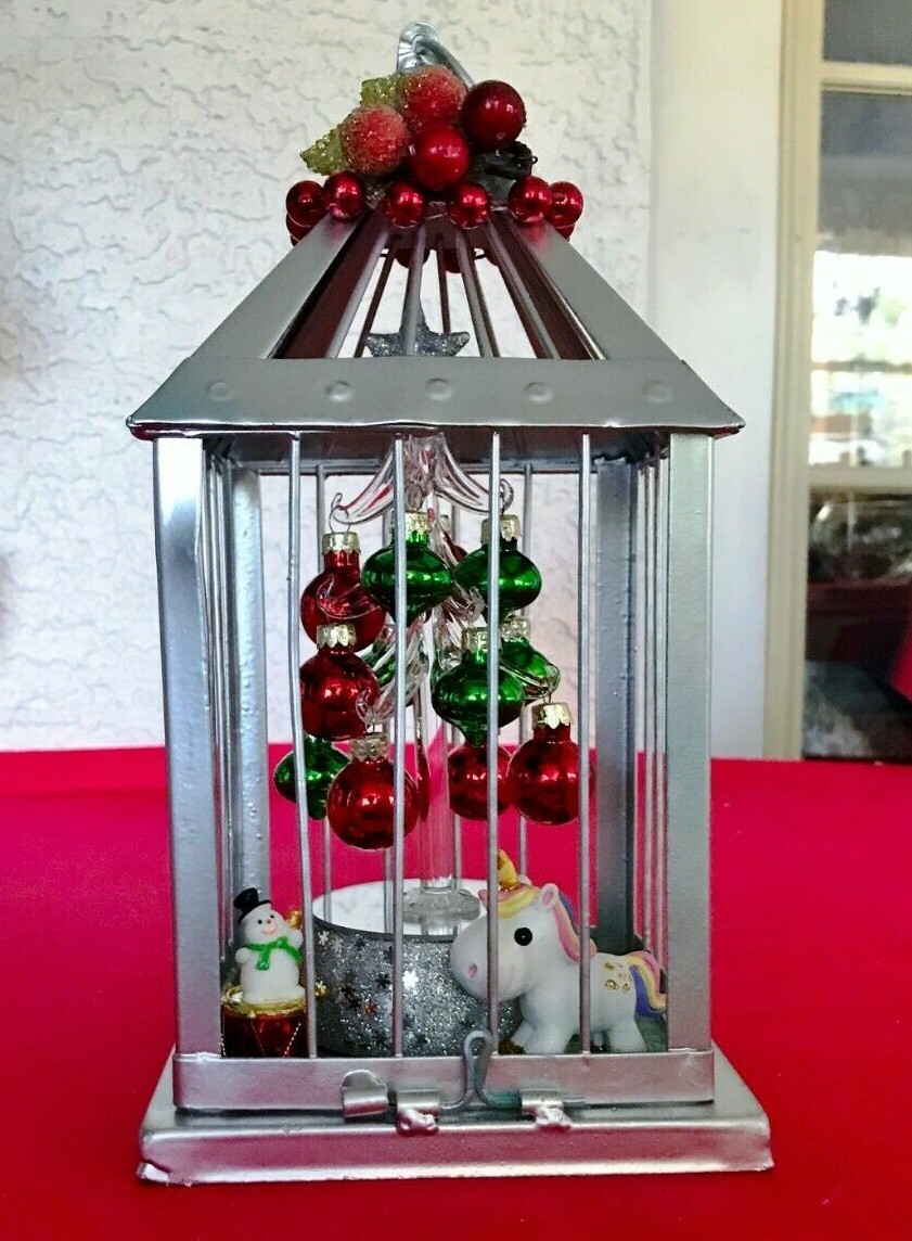 Christmas Birdcage, Battery Operated Tree, Unicorn Ornament, Snowman, Holly