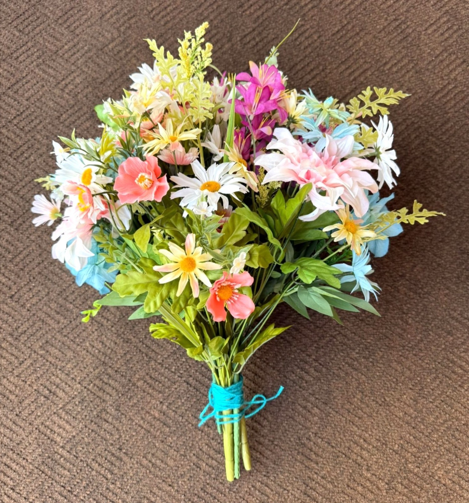 Artificial Mixed Floral Bouquet Multicolor Daisies Hydrangeas Upcycled and New