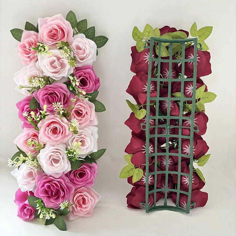 22x50cm Artificial Rose Flower Row Wedding Decoration Wall Backdrop Garland NEW