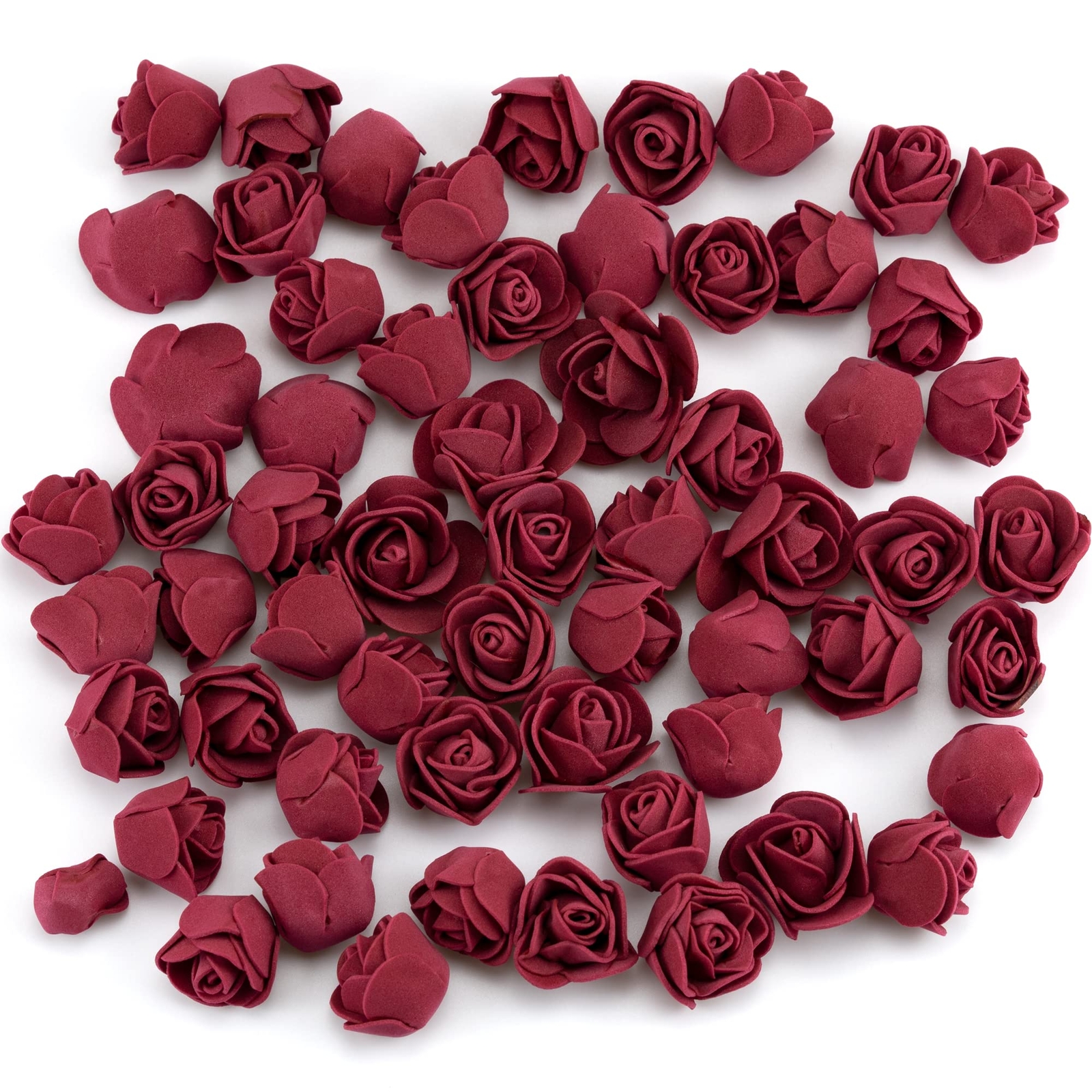 100 PCS Burgundy Mini Foam Artificial Roses Fake Flowers DIY Wedding Party