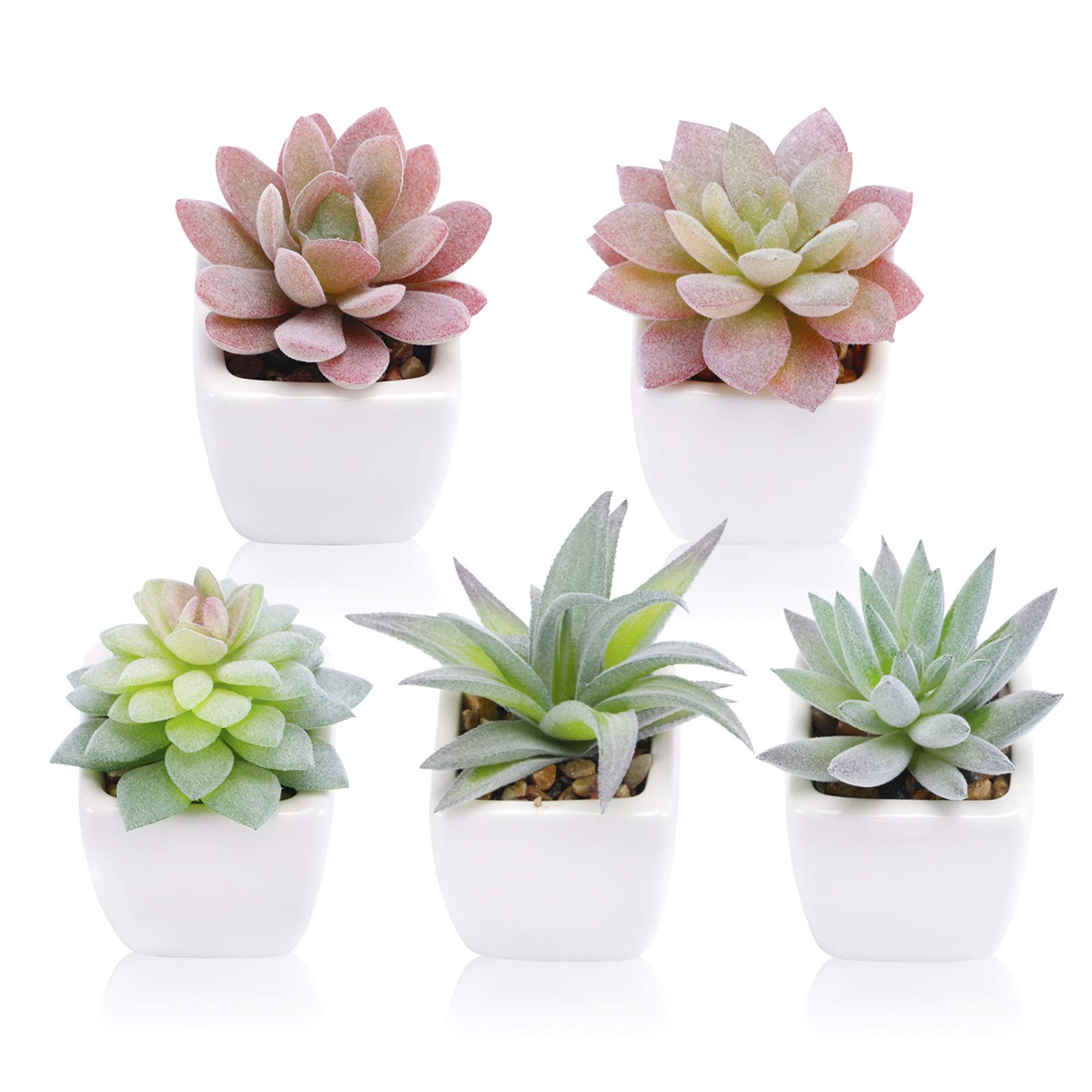 5pcs Artificial Succulent Plants, Small Fake Desk Plants Mini Succulents Indo…