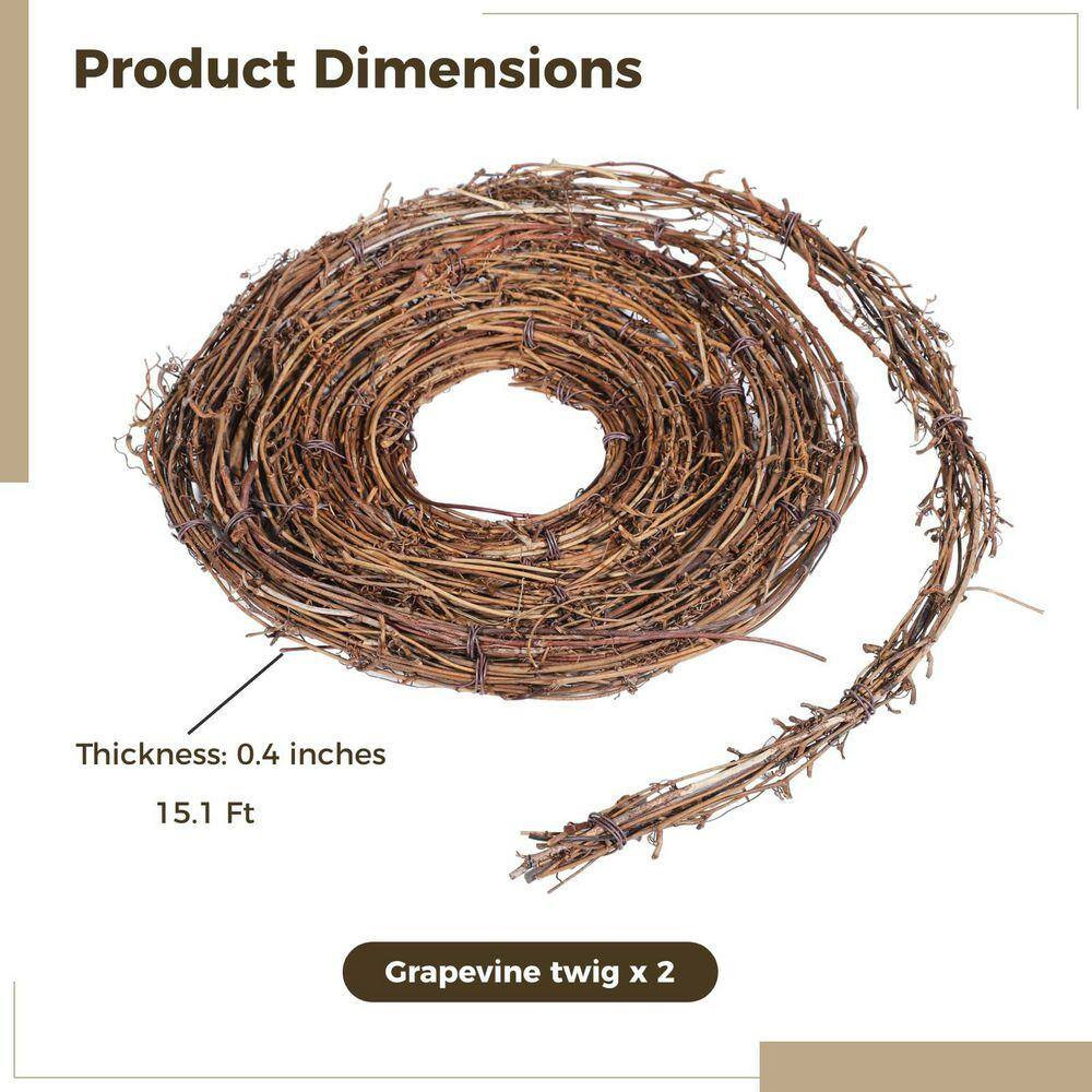 9.84 In. 2 Piece Natural Grapevine Twig Vines Flexible DIY Craft Vine Garland fo