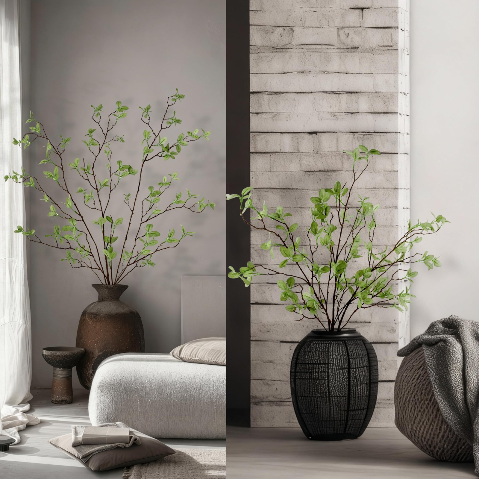 3 Pcs Artificial Eucalyptus Stems – 43 Inch Long Faux Eucalyptus Branches for…
