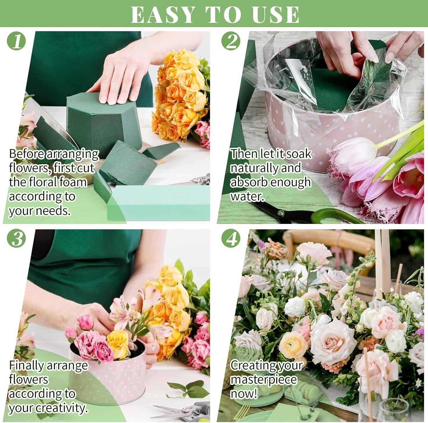 6 Pcs Floral Foam Blocks for Fresh & Artificial Flower Arrangement 8.8” x 4.1”