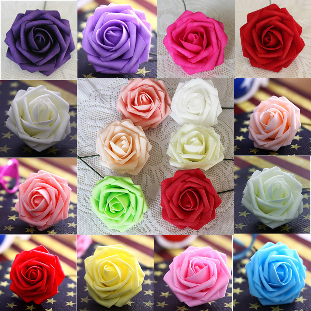 25/50 Foam Rose Artificial Flowers – Bridal Bouquet for Wedding Party Decor