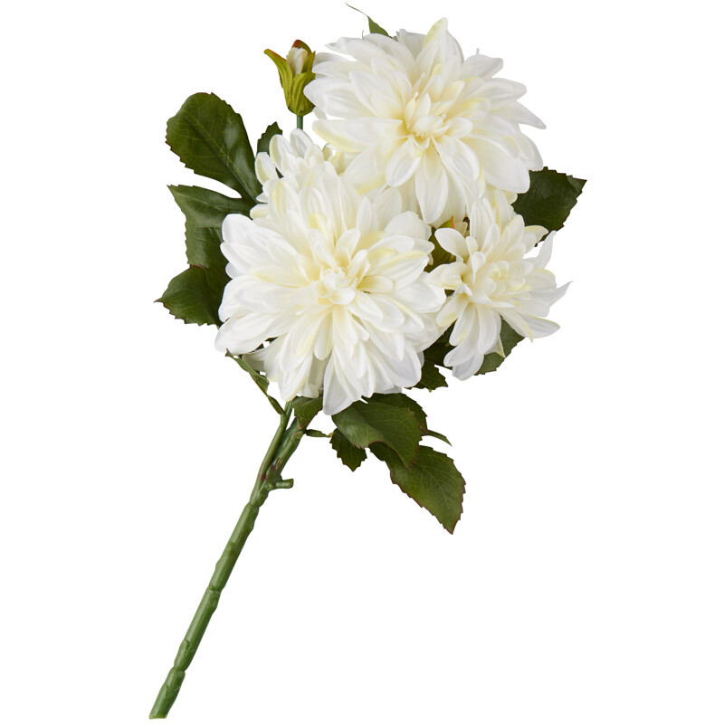 Factory Direct Craft Poly Silk Cream Dahlia Floral Stem | for Indoor Decor
