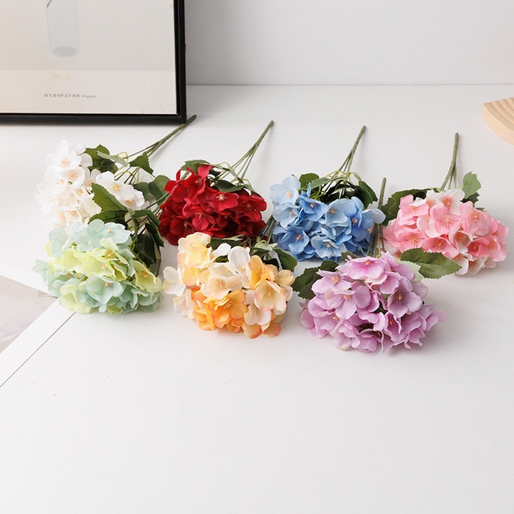 Silk for sweetheart Hydrangea 31cm Artificial Flower 5 Branches for Wedding