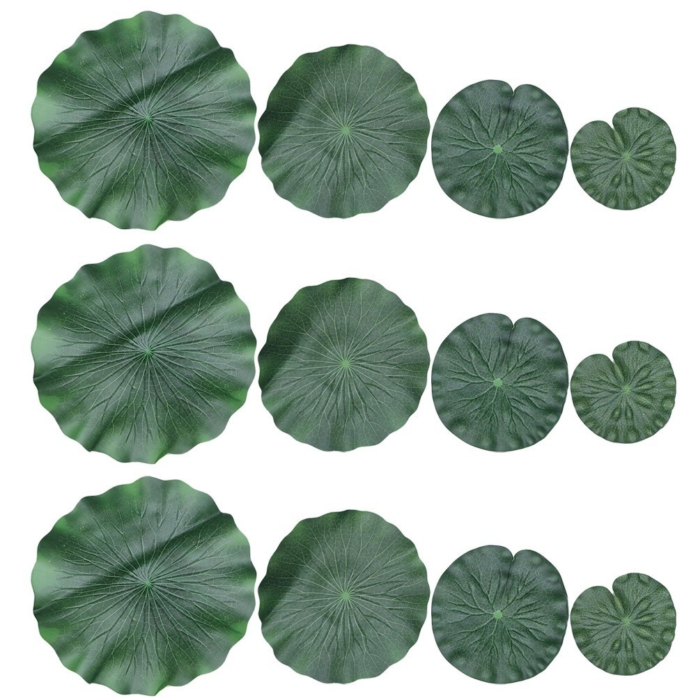 12 Pcs Artificial Lotus Leaves EVA Material for Decorative Party Fish Tank