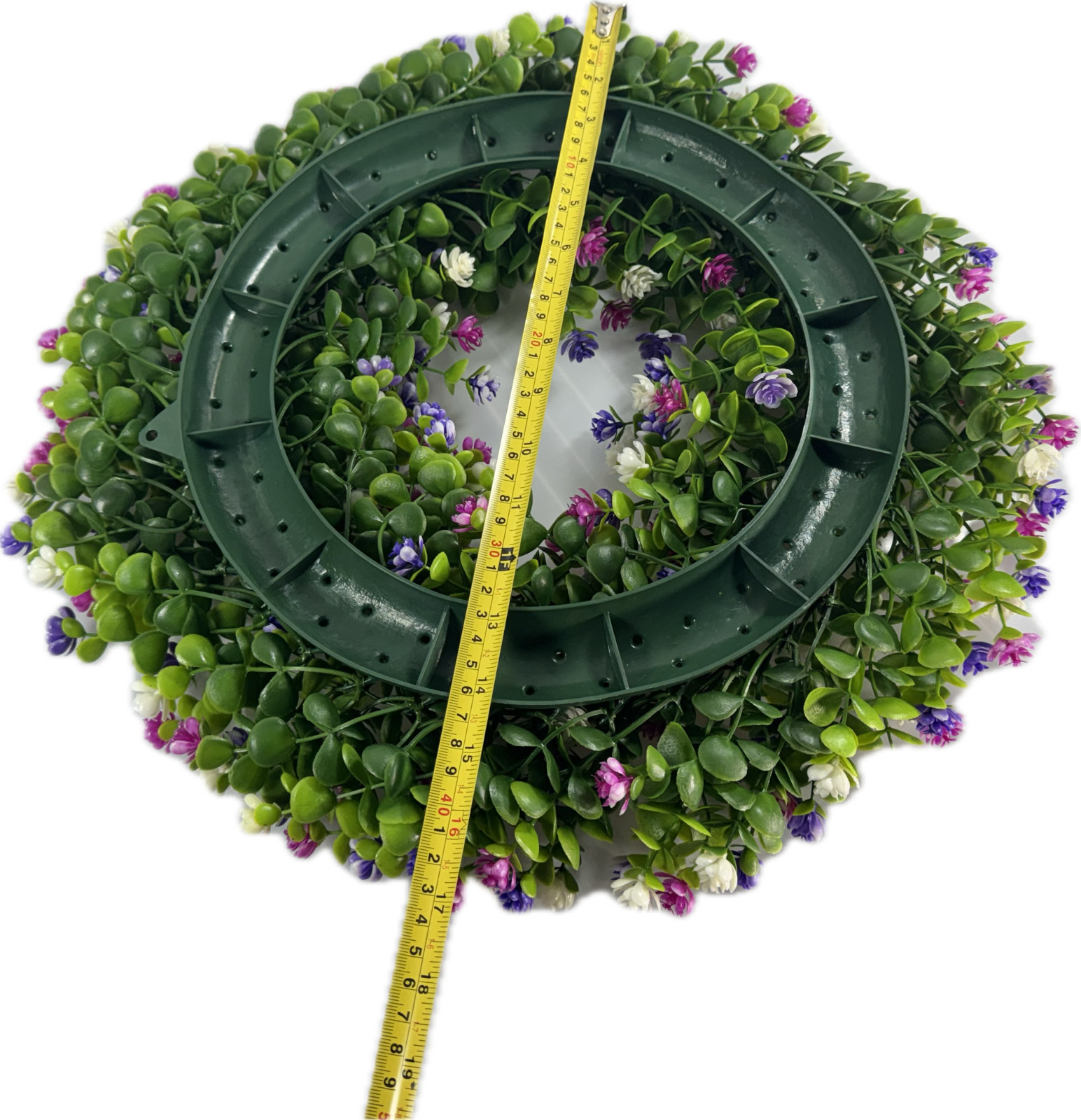 Flower Wreath Decor with Colorful Silk Roses and Eucalyptus Leaves