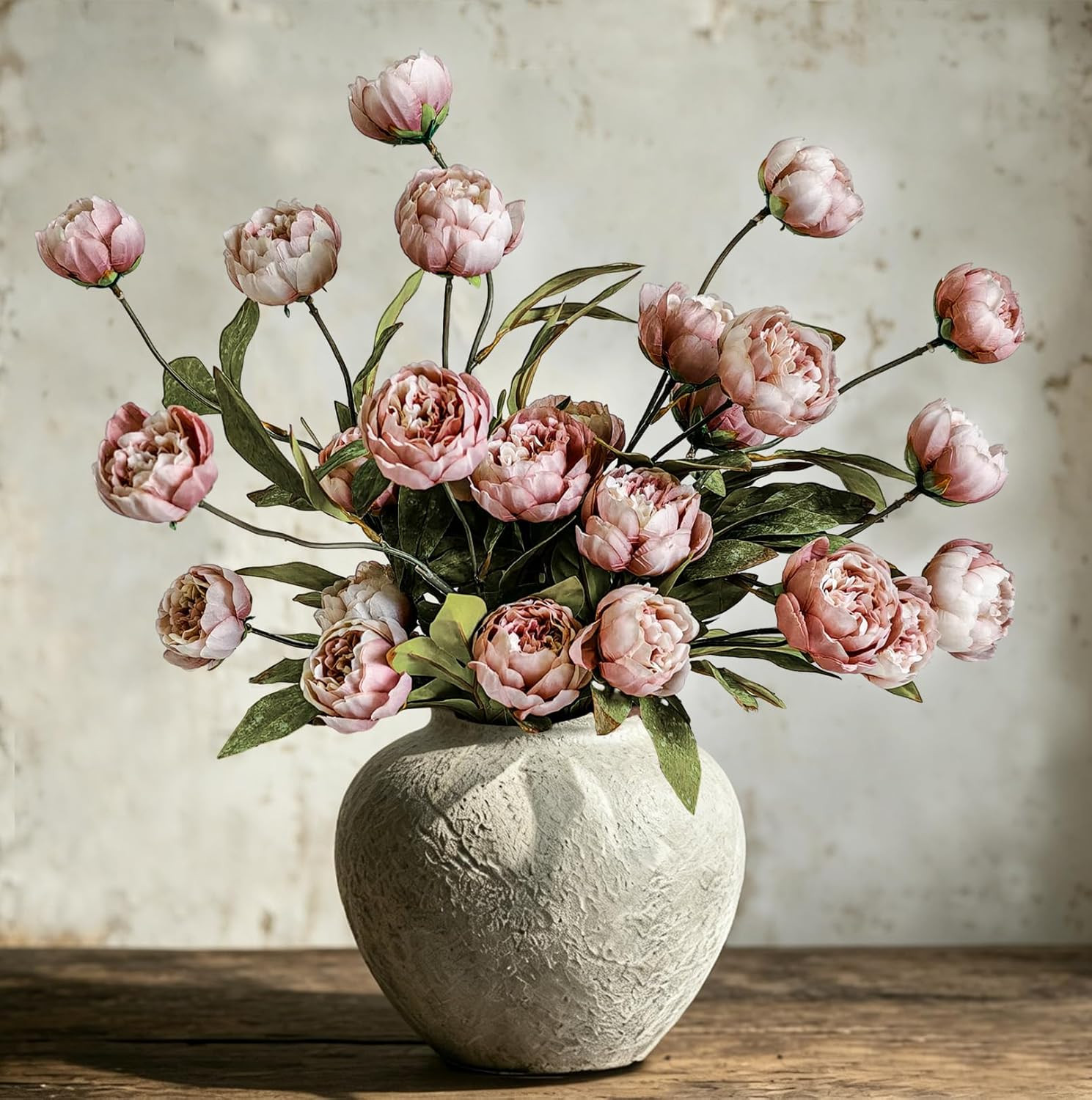 6Pcs Real Touch Peony Artificial Flowers for Home Decor & Weddings, Dusty