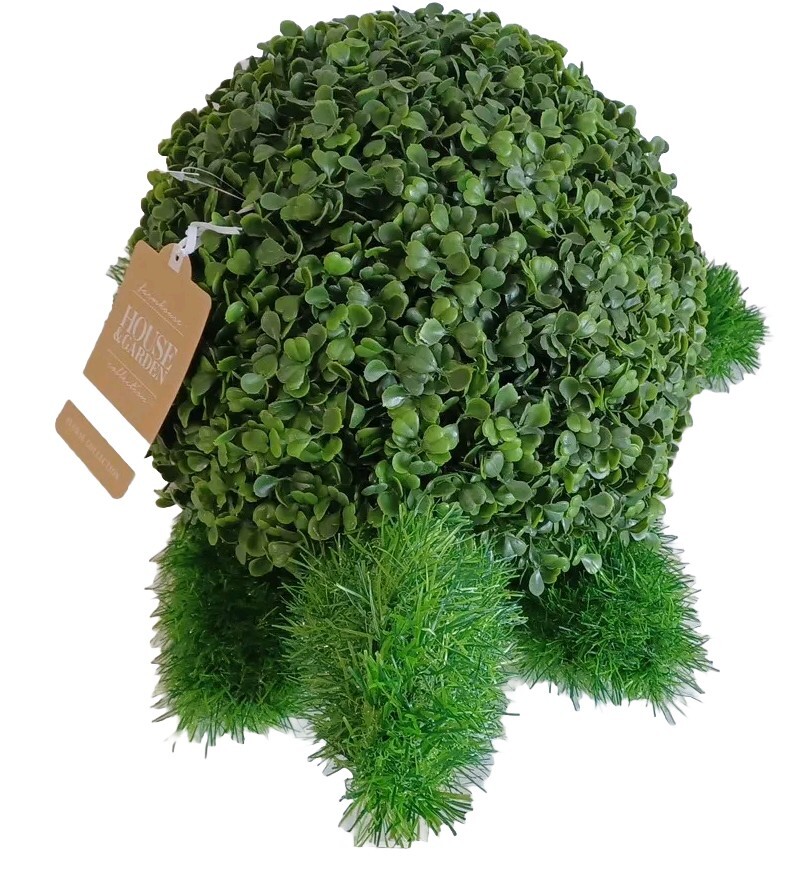 House & Garden Farmhouse Boxwood Fern / Grass 22″ Turtle Floral Collection