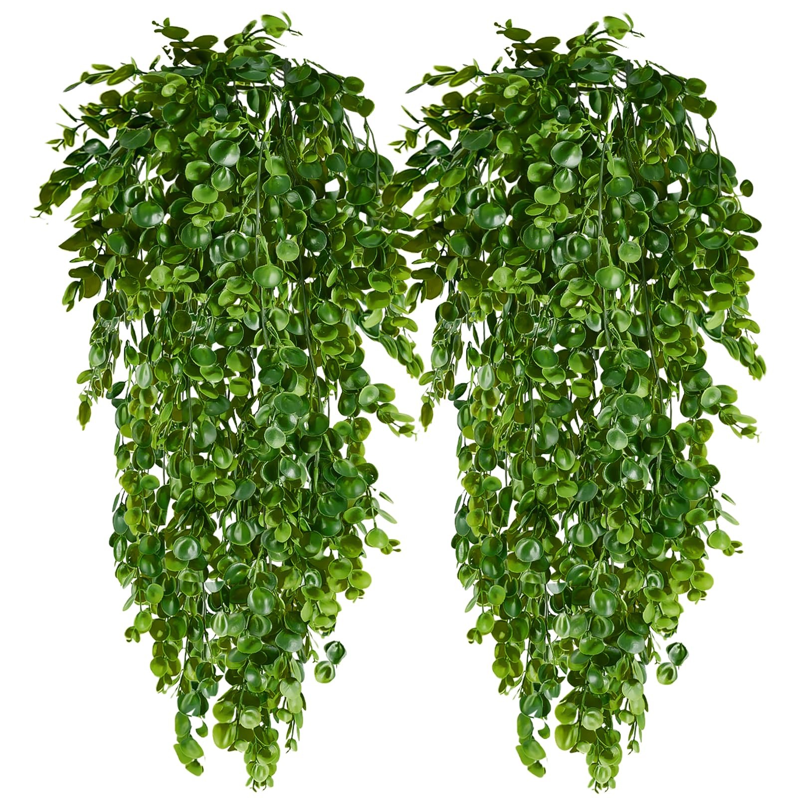 Artificial Palm Hanging Plants 2 Pack Green Plastic 30 in