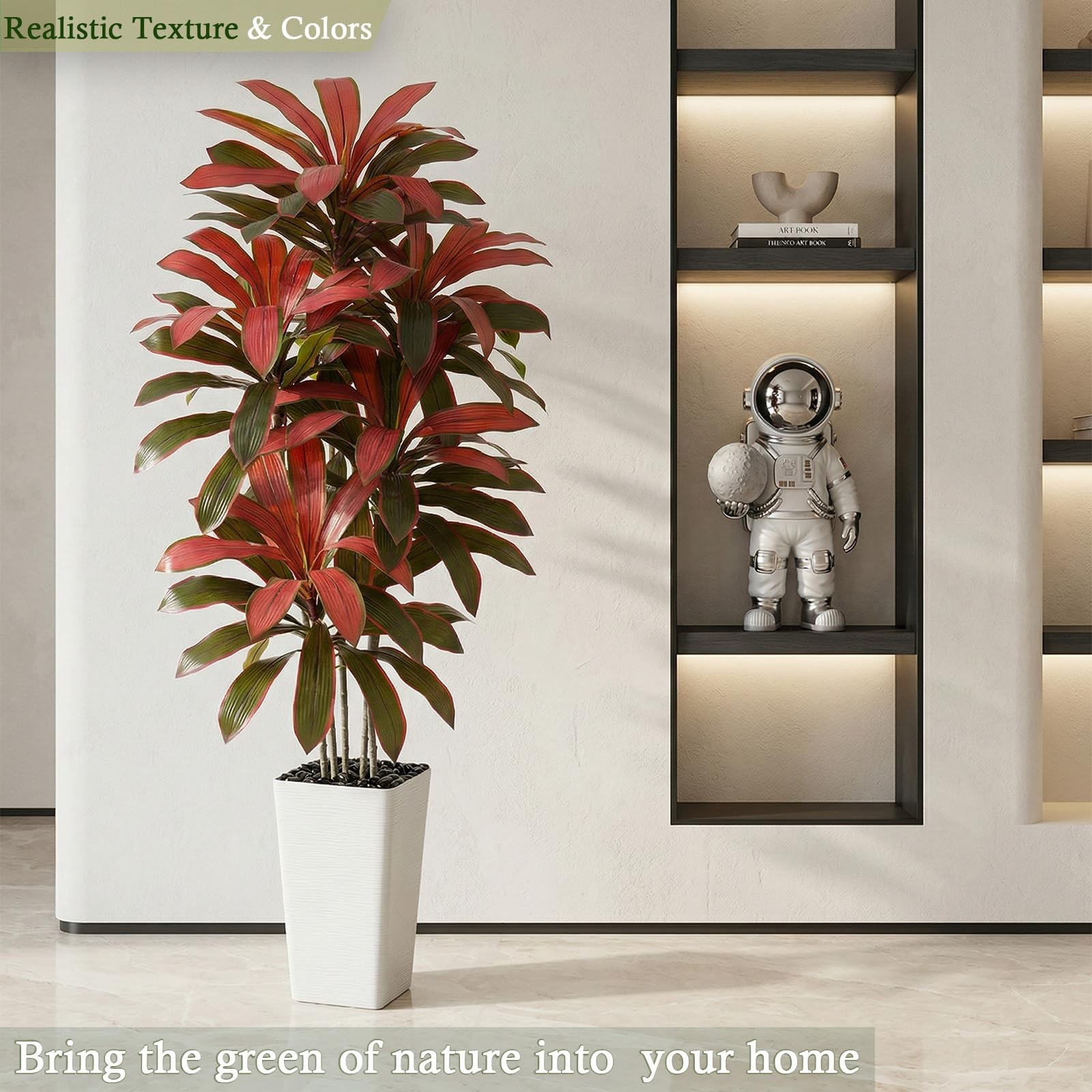 Artificial Dracaena Tree：6FT Faux Silk Tropical Yucca Floor Trees Realistic F…