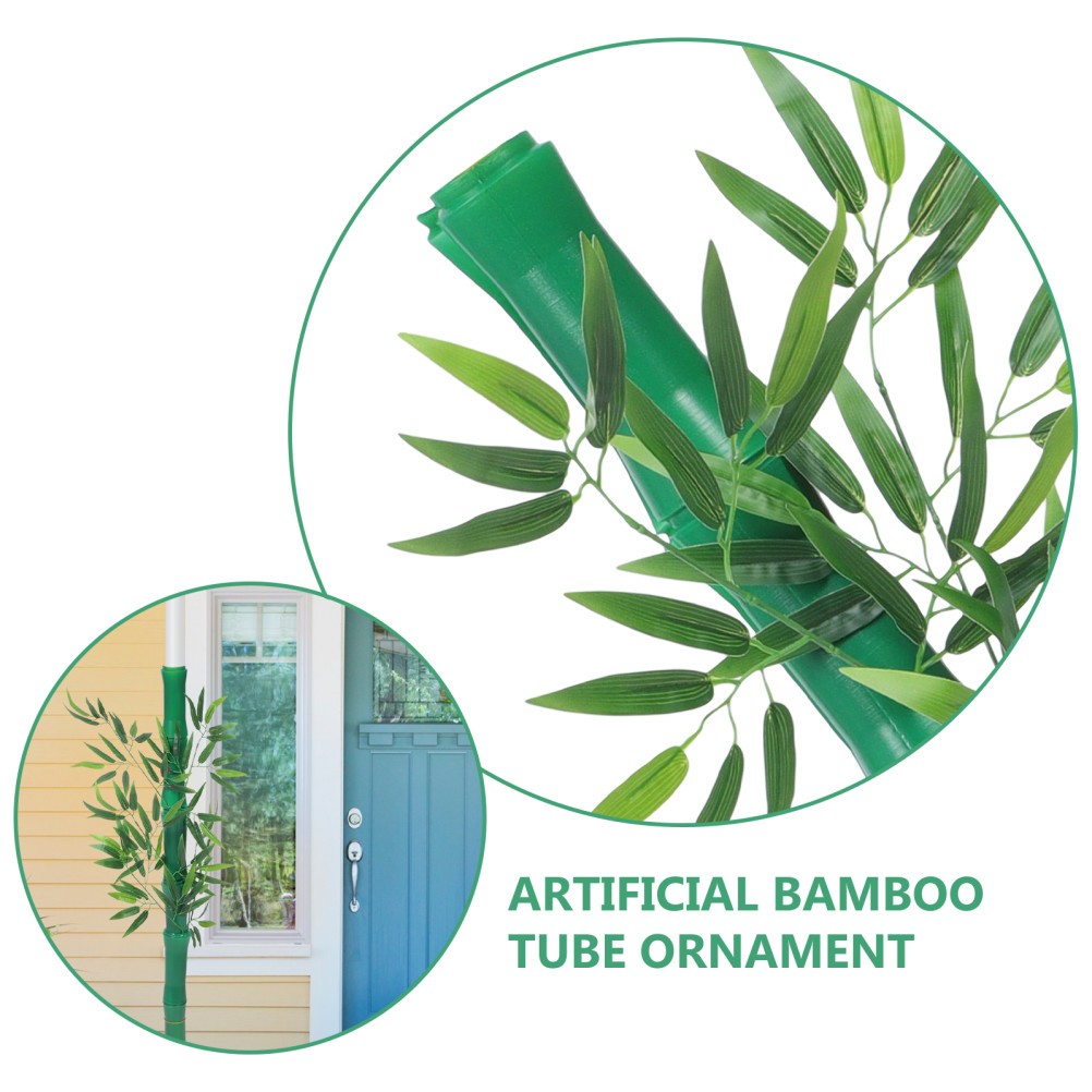Simulated Bamboo Decorative Tube Fake Stems Artificial Leaves Greenery Branches