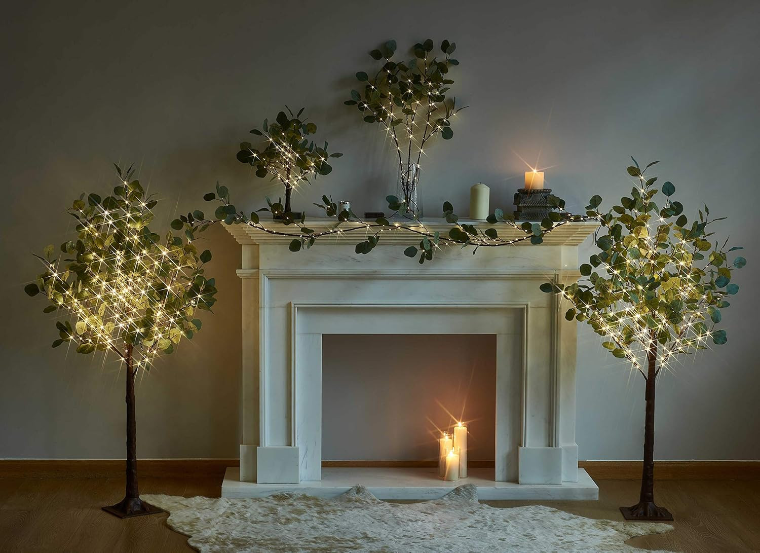 4FT Lighted Eucalyptus Tree with 160 Warm White LEDs for Holiday Decor