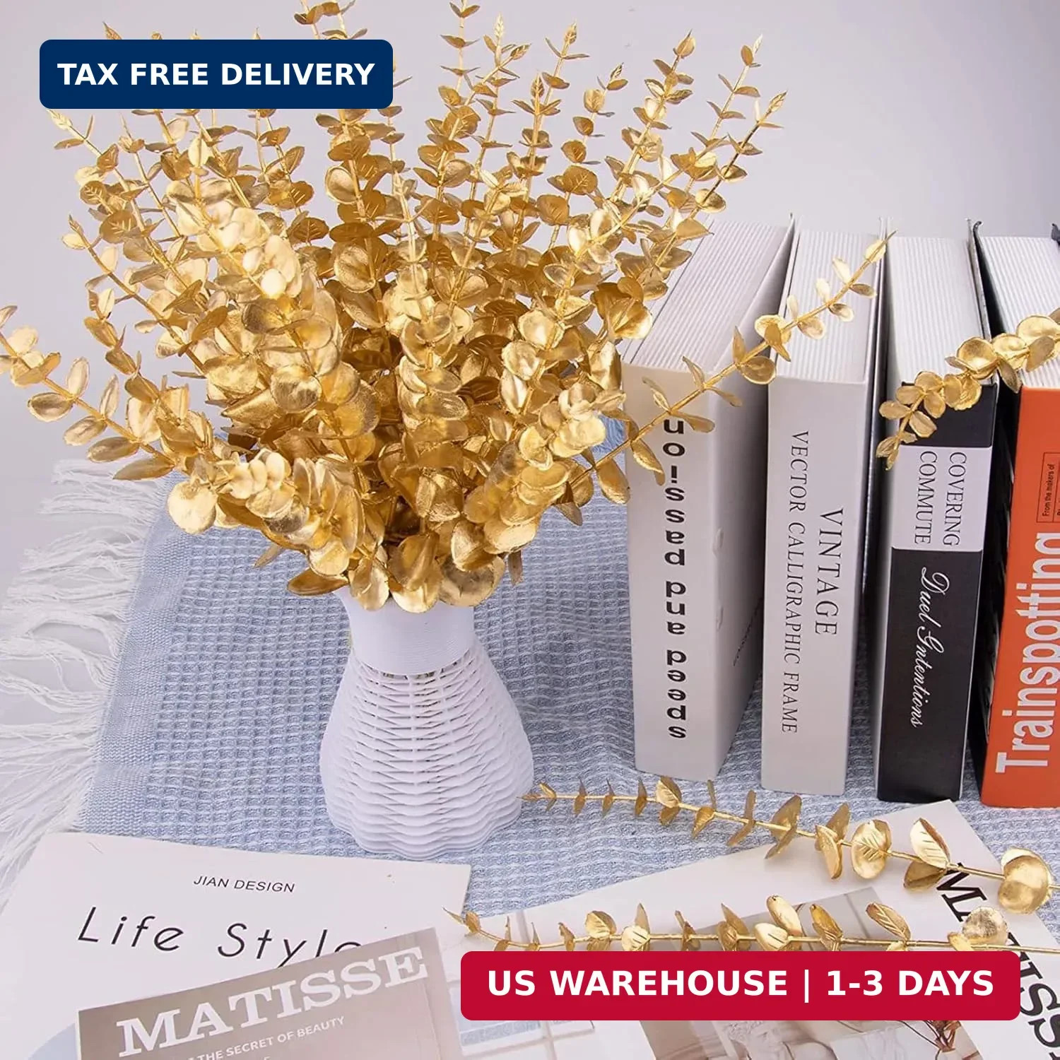 Eucalyptus Stems 12 PCS Artificial Leaves Home Office House Table Decor Wedding