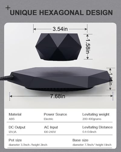 Levitating Plant Pot, Floating Plant Pot for Air Bonsai Planter, Magnetic Black